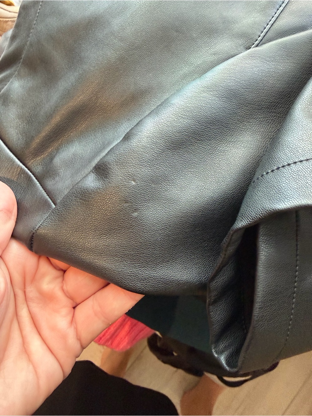 Evereve Black Faux Leather Short Sleeve Tee - Picture 3 of 7
